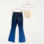 Women Flared Blue Jeans and Cream Corset Outfit